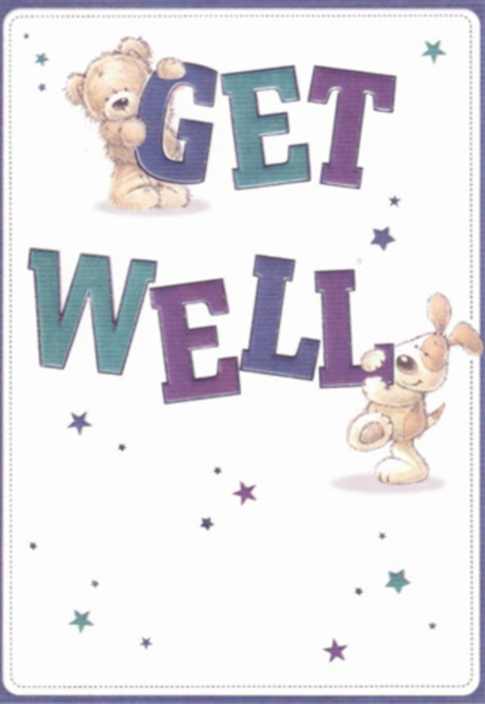 This delightfully illustrated get well card encapsulates the essence of gentle encouragement familiar to the Mitcham community. Framed in soft cream, an endearing bear and a lively puppy take centre stage, cheerfully interacting with the large, colourful letters of 'Get Well.' The hues of purple and teal within the lettering lend an upbeat vibrancy, reminiscent of the colourful displays seen at the weekly Mitcham Market. Playful stars twirl and dance around the duo, their sparkle suggesting the nurturing glow of community, just as neighbours extend helping hands to those in need. There's a tactile allure to the art-the bear's plush fur and the puppy's adorably floppy ears stand out in lifelike, gentle brushstrokes, much as one would notice the buttery petals of freshly delivered blooms. The overall effect is a light, airy composition, perfect for rekindling hope and encouraging a sense of calm, whether shared as a card alone or paired with a hand-tied bouquet from Mitcham Florist. The design radiates warmth and positivity, capturing how heartfelt gestures can lift spirits and foster connection across our local neighbourhoods.