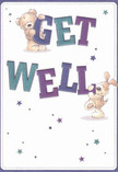 Radiating cheerfulness and sincere care, this get well card bursts with playful energy thanks to its two lovable main characters-a soft brown teddy bear balancing atop bold 'GET' lettering and a floppy-eared puppy nestled under 'WELL.' Their lighthearted poses are reminiscent of the friendly faces and gentle conversations along Mitcham's Windmill Road, where kindness is woven into each day. Indigo and teal letters stand proudly against a creamy backdrop, while shimmering stars in blues and purples dance across the card, hinting at the magic of heartfelt wishes. Each fur stroke on the bear and puppy looks exceptionally soft and inviting, almost tangible, encouraging the kind of emotional hug that local bouquets so often intend to send. The card's design glows with hope and reassurance-a pictorial reminder that, whether through flowers or thoughtful cards, genuine comfort can travel swiftly from one heart to another, delivering warmth and recovery to any part of Mitcham.